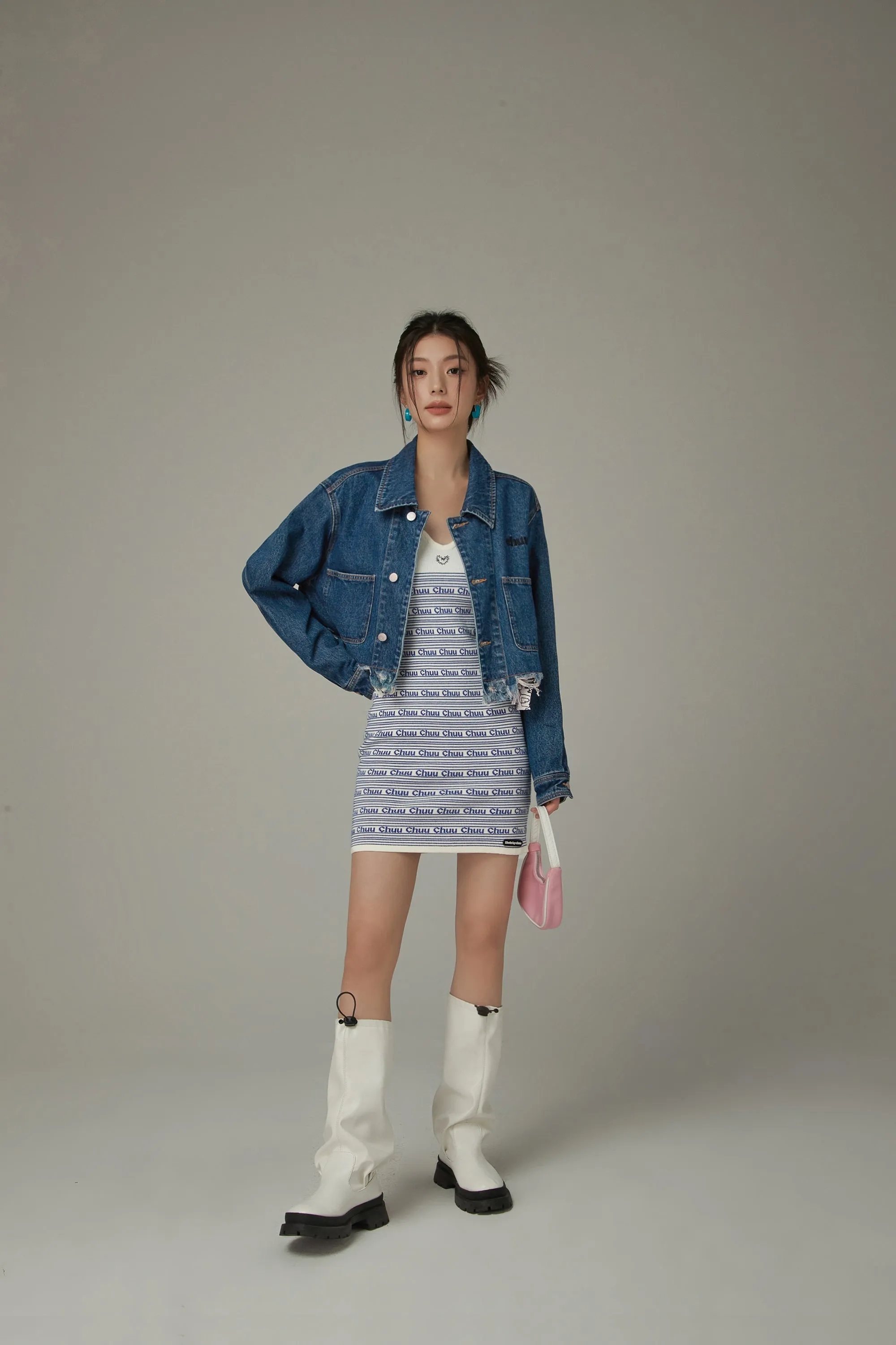 Raw Hem Denim Crop Jacket