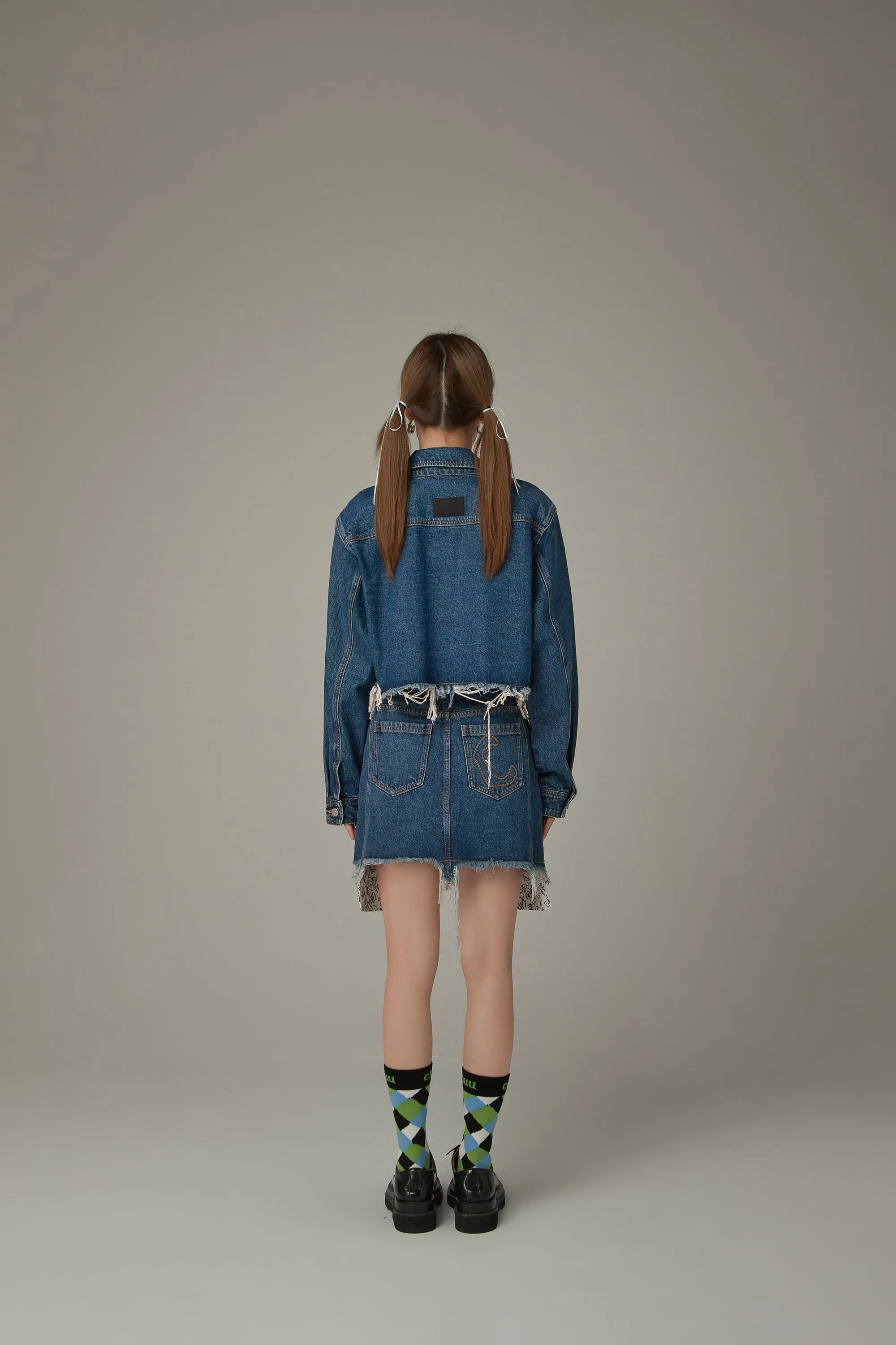 Raw Hem Denim Crop Jacket