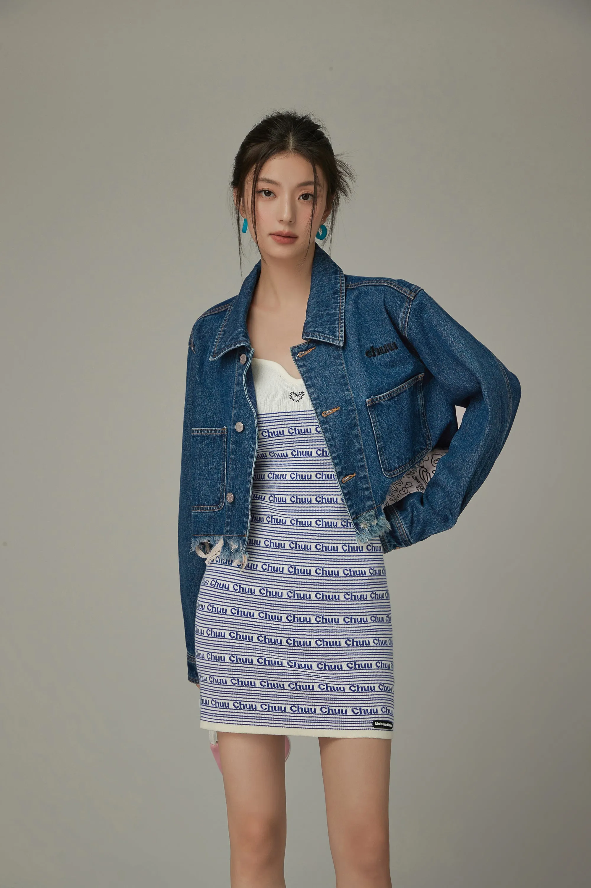 Raw Hem Denim Crop Jacket