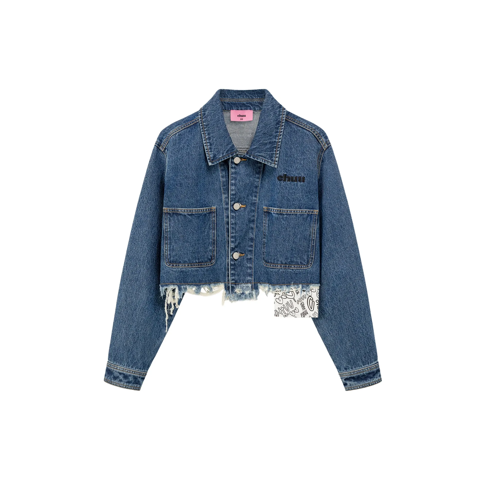 Raw Hem Denim Crop Jacket