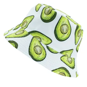 Reversible Avocado Printed Bucket Hat - White