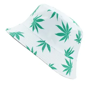 Reversible Leaves Bucket Hat - WHT GRN