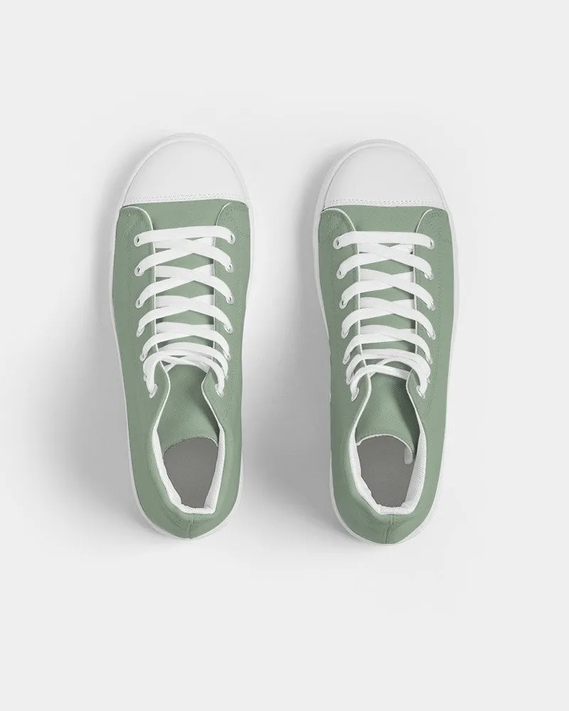 Shaded Pale Pastel Green Gray High-Top Canvas Sneakers | Men's | C22M0Y30K30