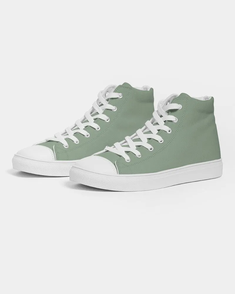 Shaded Pale Pastel Green Gray High-Top Canvas Sneakers | Men's | C22M0Y30K30