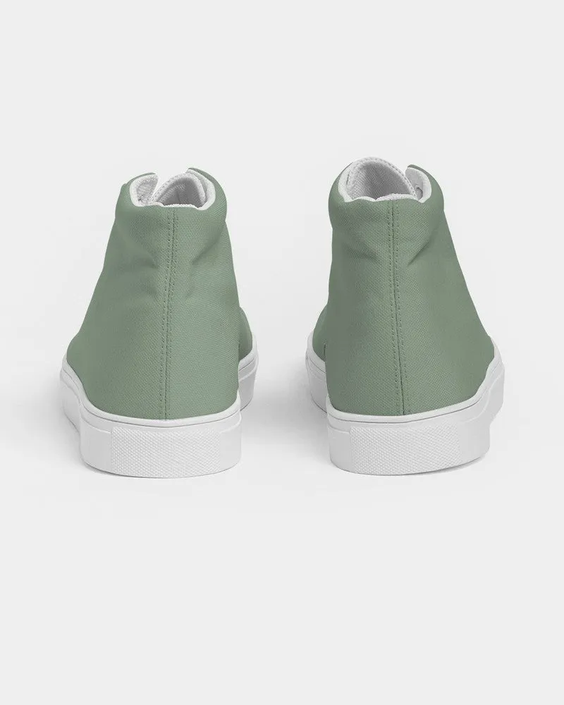 Shaded Pale Pastel Green Gray High-Top Canvas Sneakers | Men's | C22M0Y30K30