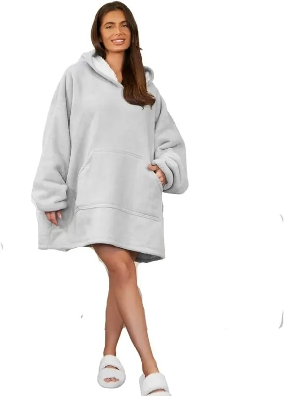 Sienna soft oversized blanket hoodie | Thermal throw hoodie with ultra soft sherpa lining