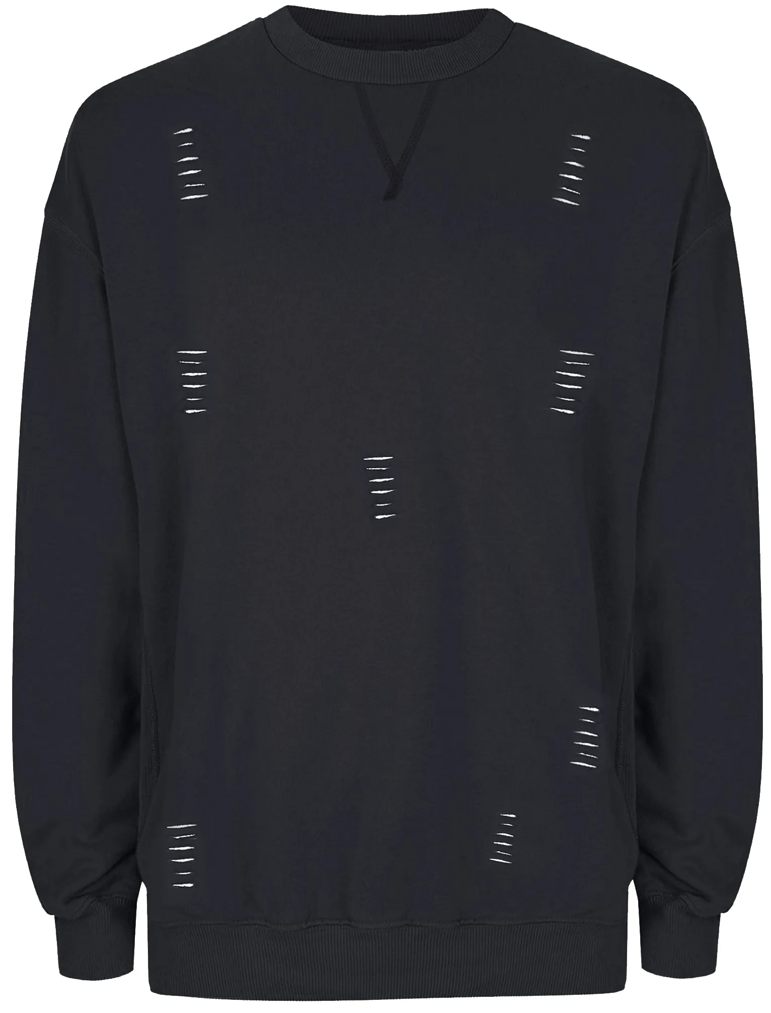 Slash Destroyed Ripped Front Sweatshirt in Navy