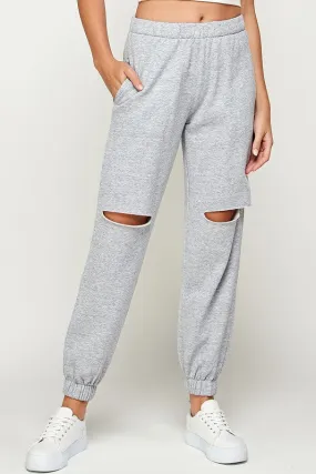 Split Decision Fleece Knee Slit Jogger