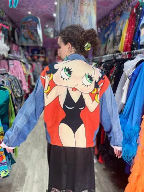 Vintage 90s Patchwork Betty Boop Jean Jacket