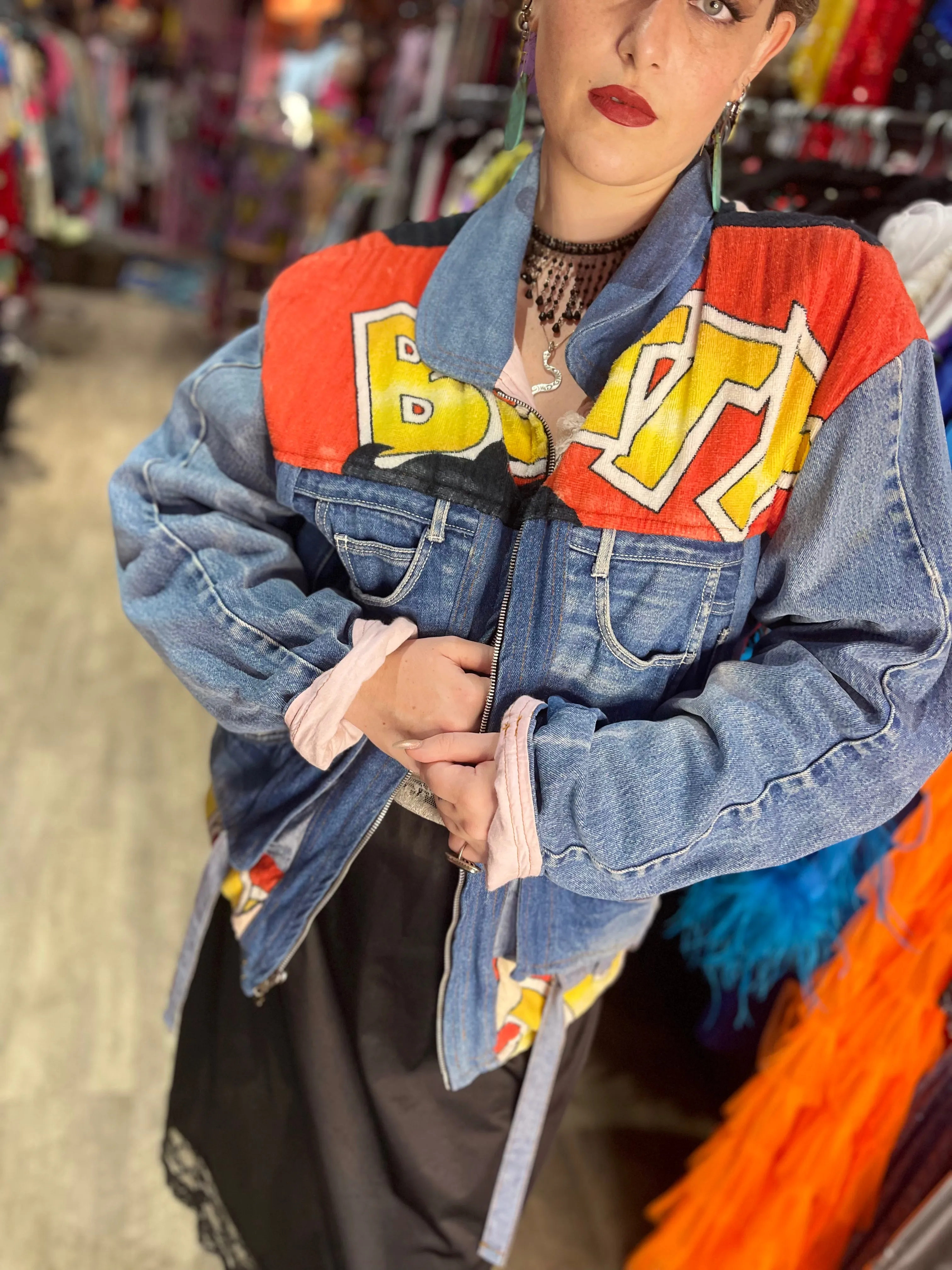 Vintage 90s Patchwork Betty Boop Jean Jacket