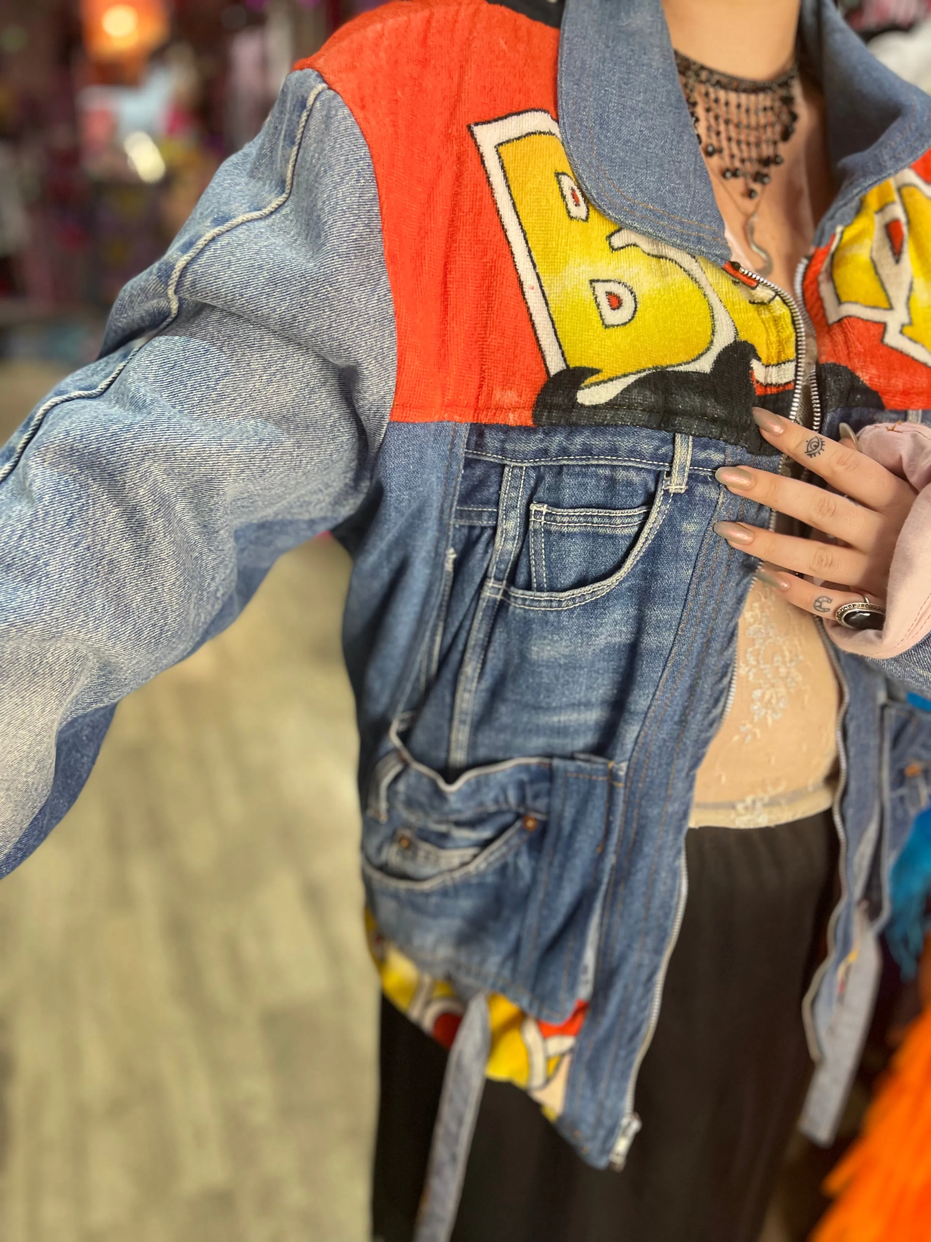 Vintage 90s Patchwork Betty Boop Jean Jacket