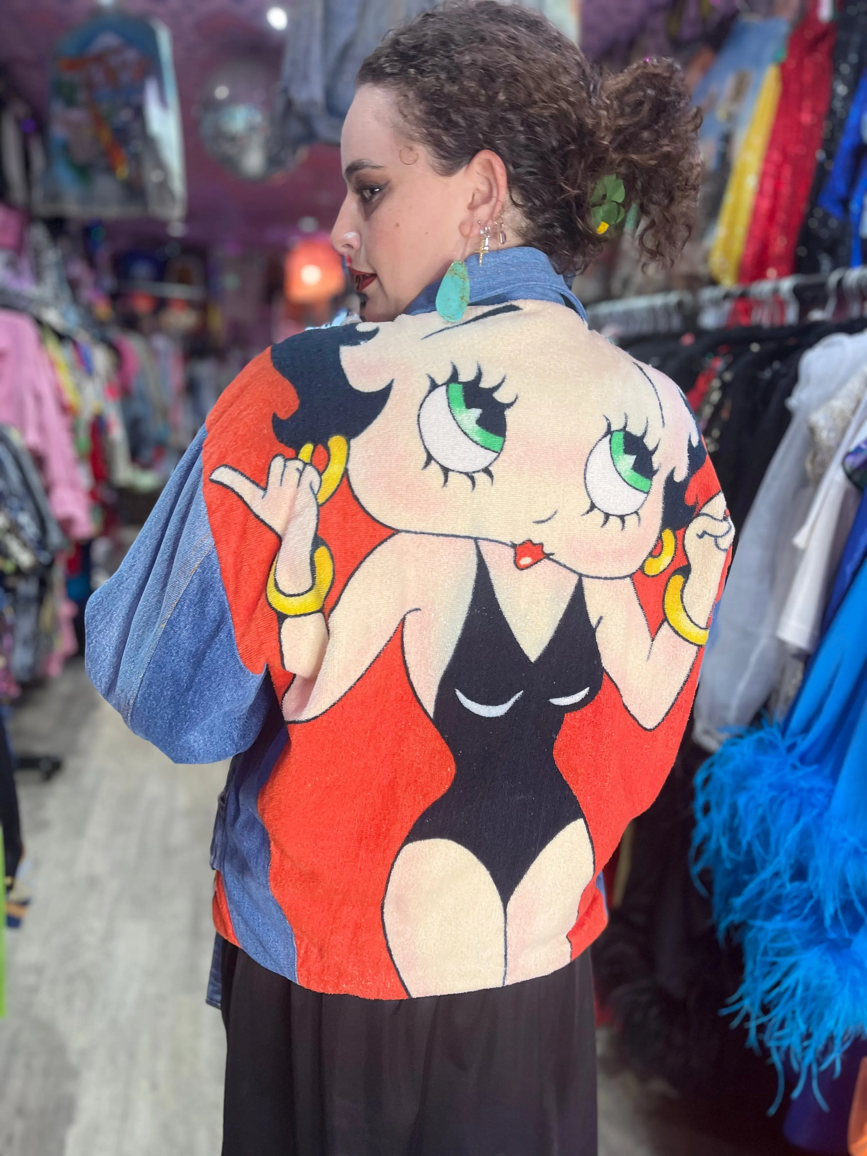 Vintage 90s Patchwork Betty Boop Jean Jacket