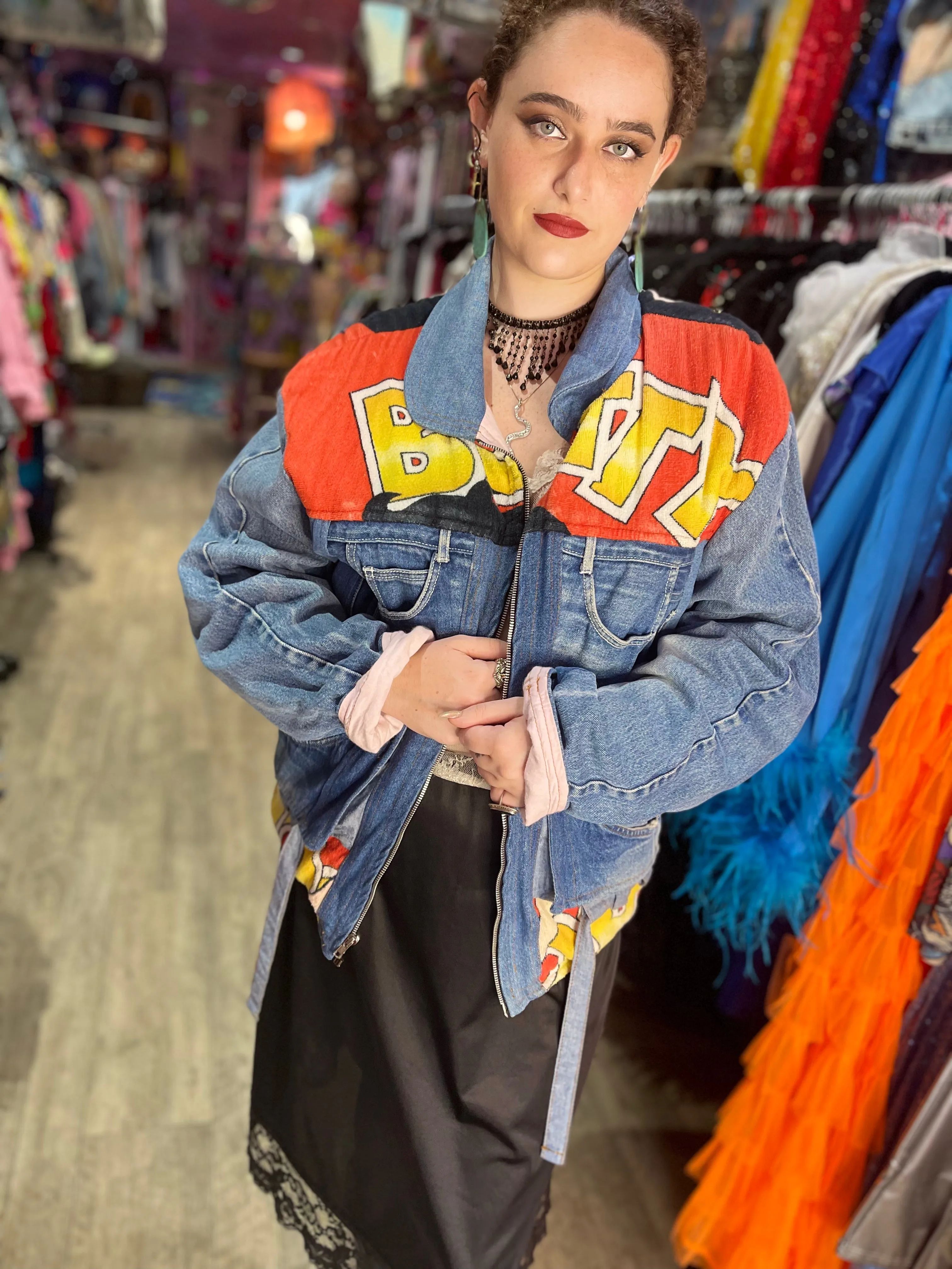 Vintage 90s Patchwork Betty Boop Jean Jacket